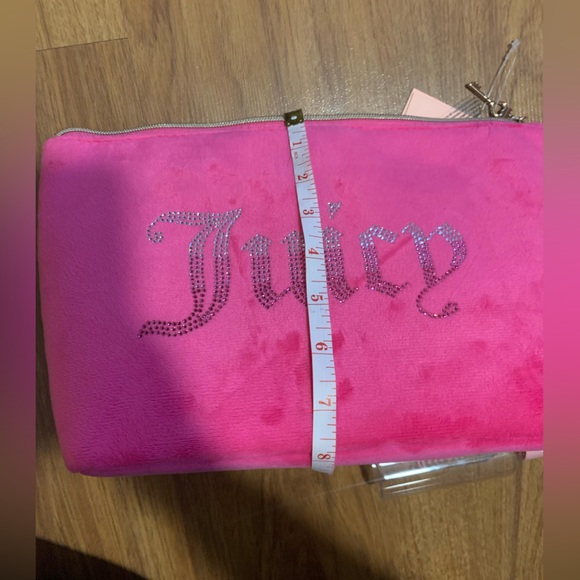 JUICY COUTURE🩷pink & silver diamond travel cosmetic clutch bag NWT & mini bottle - Picture 8 of 12